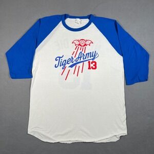 Tiger Army Shirt Mens L White Blue Baseball Raglan LA Dodgers Never Die Nick 13